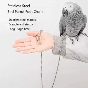 앵무새횟대 스틸 새 발 체인 앵무새 비행 방지 견인 로프 팔찌 합금 링 반려동물 훈련 가죽 끈