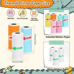 미니 프린터 스티커 용지, T02/M02 및 감열지 롤, 부드러운 색상 자체 접착 25X57mm Paperang