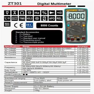 ZOYI 디지털 멀티미터 19999 고정밀 True RMS 자동 범위 전류계 전압계 스마트 커패시터 온도 NCV Ohm Hz