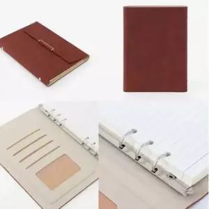 [문구/오피스] A5 자석 6공 속지교체 가능한 가죽 다이어리 브라운