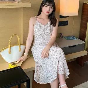 [주식회사 브이와이][JHP43262_51IB]데이지 플라워 여성 끈나시 여름 롱 원피스