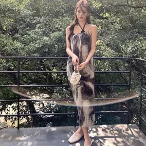 [주식회사 브이와이][JHP4324T_51IB]링 여성 끈나시 롱 원피스 여름 휴양지 (29685