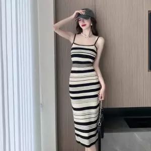 [주식회사 브이와이][JHP43249_51IB]시원한 니트 롱 원피스 여성 민소매 끈나시