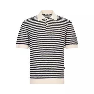 [닥스][26SS] 면혼방 스트라이프 반팔 카라니트