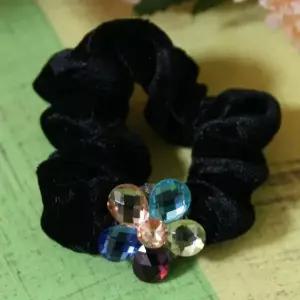 둥근 5꽃잎 크리스탈 mix 곱창끈 헤어끈 머리끈