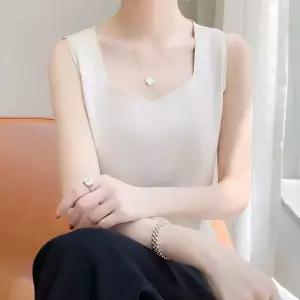 세군다 여성 여름 이너 캐주얼 나시 와이드 쿨링 브이넥 조끼 숏 DOS2