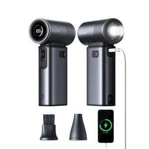 지슬라이프 휴대용 핸드헬드 팬 울트라2 9000mAh, 최대 25시간, 5인치 1, 100배속 팬, 손전등이 장착된 충전식 18W 파워 뱅크, 메탈 쉘 다기능 여행 필수품 남성-그레이 선물