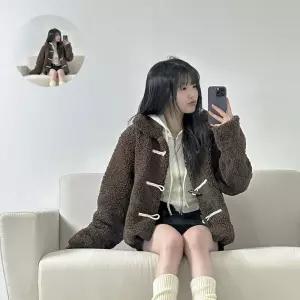 오버핏 양털 뽀글이 누빔 크롭 떡볶이코트