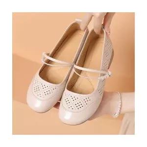 여성 러블리 신발 스트랩 샌들 리얼 가죽 펀칭 여름 빈티지 소 플랫 캐주얼 사계절 수제 다올2