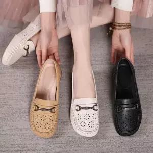 빈티지 단화 플랫폼 방지 컴포트 노인 춘추 구두 미끄럼 소가죽 진피 여자플랫슈즈 ible5