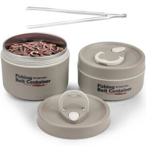 THKFISH 낚시 미끼 용기, 스테인리스 스틸 단열 라이브 보관함, 벌레 홀더, 나이트 크롤러 박스, 미끼를 신선하고 생동감 있게 보관하는 버킷