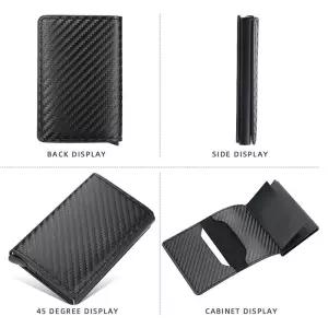 카본 팝업 카드 홀더 탄소섬유 RFID 지갑 머니 클립 KjG7+5Bwn