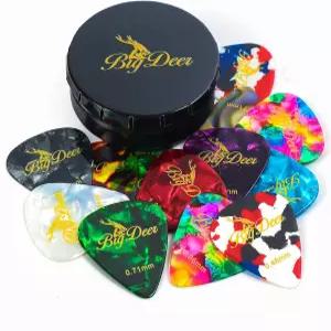 빅디어 16팩 셀룰로이드 기타 픽 는 어쿠스틱 우쿨렐레 베이스를 위한 얇고 중간 크기 무겁고 추가적으로