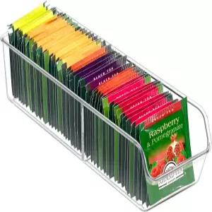 FUCDTEFC 티백 정리함 홀더 박스 보관함 투명 플라스틱 서랍 설탕 패킷 커피 조미료 주방 캐비닛용