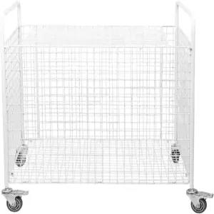 엑소리리 메탈 농구 롤링 카트 스포츠 장비 보관 휠 바스켓 흰색 운동용 휴대용 잠금 케이지 팅 핸들 짐 홈