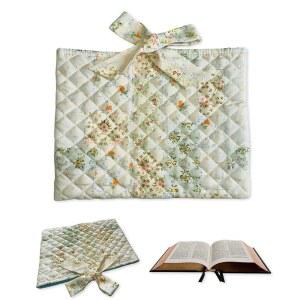여성용 성경 커버 케이스 큰 퀼트 플라워 프린팅, 보우 슬리브 북 여아 공부 용품용 파우치 휴대용 케이스,