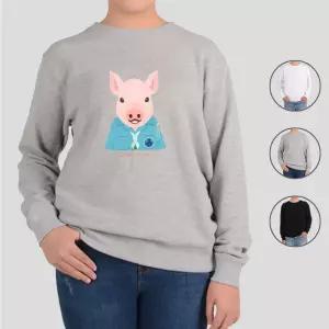 맨투맨 전색상 돼지 하늘색 동물 친구들 프린트셔츠 JuH6+5tzE