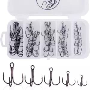 소금물 담수용 UCEC 낚시 후크 트레블 훅 키트 고탄소강 강력한 날카로운 원형 굽힘 메기 송어 하드 미끼