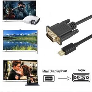 MnnWuu 1080P 미니 Thunderbolt DisplayPort 디스플레이 포트 DP-VGA 케이블 어댑터 HDTV 모니터 MacBook