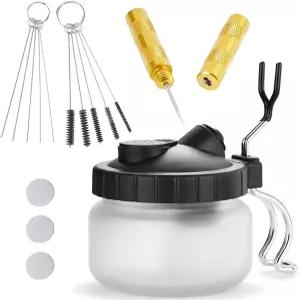 EBEST 4세트 에어브러시 청소 키트 수리 도구 바늘 노즐 브러시 유리 냄비 홀더