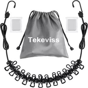 여행용 빨랫줄 접이식 휴대용 포함 압축성 타월 2개 12개의 빨랫핀 실내외 실외 캠핑 용도로 적합 블랙