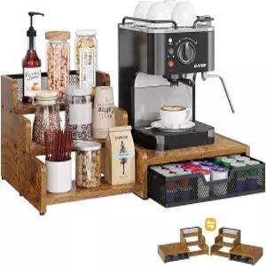 블리소스푸드 커피 스테이션 정리함K컵 홀더 포함 28팟 용량 3단 시럽 랙커피 포드 서랍 액세서리용 바