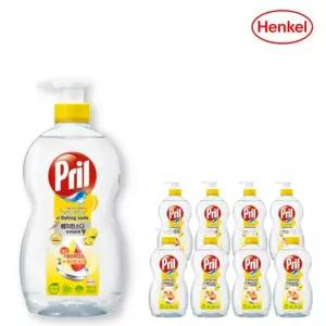 옆집샵 프릴 주방세제 베이킹소다 퓨어레몬 기름때 제거 고농축 700ml 8개