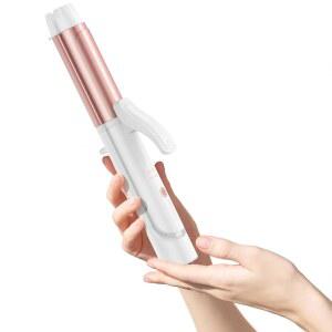 무클리즈 듀얼 전압 컬링 언, 유럽용 미니 여행용 사이즈 온도 조절 가능한 1/4인치 세라믹 플레이트 헤어 스트레이트너 1개, 유럽 플러그 포함