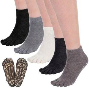 JENPEN 메리노 파이브 그립 보온 따뜻한 남성용 색상 러닝용 여성용 발가락 겨울용 양말 운동 하이킹 클래식 5쌍