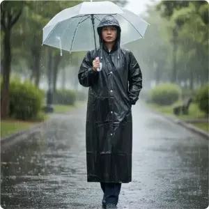 [덥석덥석] 탄탄한 소재 방수 레인코트 롱코트 디자인 후드 우비 실용적인 아우터