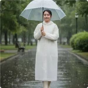 [지앤지]남녀공용 방수 레인코트 롱기장 후드형 우비 데일리 아웃도어 코트