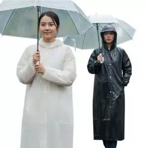 [이거찜] 탄탄 방수 레인코트 남녀공용 롱기장 후드 우비 데일리 아웃도어 아우터