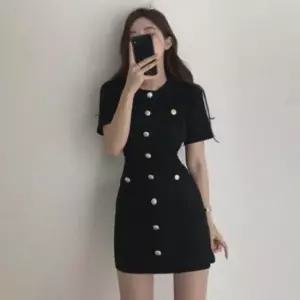 [SBD] 하프티 스냅 로맨틱룩 클럽 세미정장 미니드레스 미니형 우먼 베이직트위드 호캉스 드레스 H라인