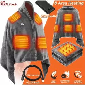 온열담요 보온 난방 202 USB 가열 숄 블랭킷 야외 캠핑 사무실용 전기 온열 랩 충전식 배터리 구동 세탁기