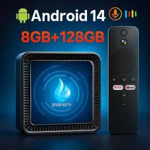 셋톱박스 미디어 플레이어 안드로이드 140 음성 리모컨 넷플릭스 유튜브 245G 와이파이 8K 블루투스 52 HDR