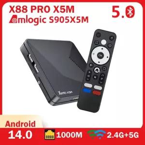 셋톱박스 X88 PRO X5M 스마트 TV 박스 안드로이드 14 Amlogic S905X5M 4GB 64GB Wifi6 4K 24G5G 듀얼 WIFI