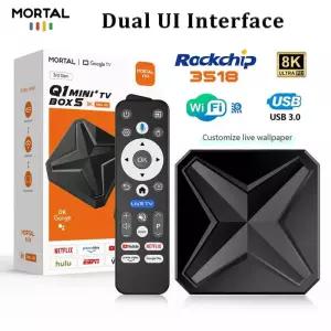 셋톱박스 Mortal 스마트 TV 박스 안드로이드14 Google Voice 리모컨 4K HDR WiFi 6 무선 게임 USB30 RK3518