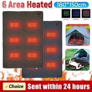 온열담요 보온 난방 온열 침낭 패드 방수 수면 매트리스 매트 가정 사무실 차량용 낚시용 구역 6개 70x59인