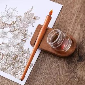 딥펜 나무 극 유리 딥 펜 만년필 라인 아트 만화 그림수채화 그림 미술