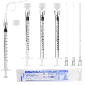 캡과 부드러운 플라스틱 튜브가 포함된 1ml 루어 락 주사기 개별 포장된 10팩 반려동물 액체 공급에