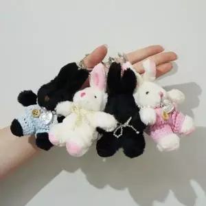 블랙 흑토끼 인형 가방 고리 열쇠고리 4type 귀여운 검정 뽀글이 장식 선물
