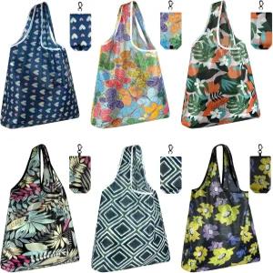 미아하트 재사용 가능한 식료품 가방 접이식 귀여운 토트백 방수 나일론