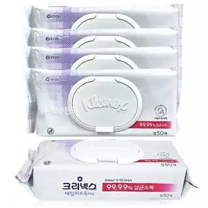 크리넥스 데일리 소독티슈 캡형 50매 x5개 99.9% 살균 소독