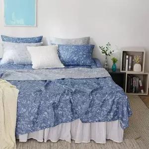 TBZ 더크린 플라워 풍기인견 홑이불 Q블루