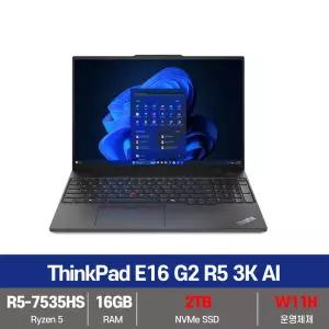 레노버 씽크패드 노트북 E16 G2 R5 3K AI SSD2TB교체/16G/W11설치 무선마우스/패드 - KW