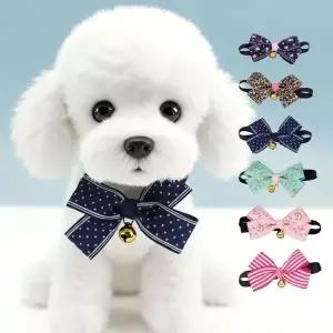 강아지 방울달린 반려견 리본 넥타이 목걸이 WFJ65BN