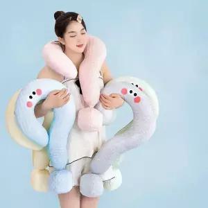 포근한 물음표 낮잠쿠션 휴대 사무실 차량용 힐링템