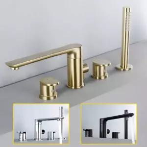 4홀 골드 욕조 펜션 수전 인테리어 부품 수도꼭지 호텔 4종 폭포 크롬색 실