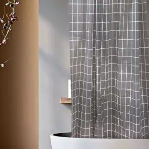 샤워커튼 대형 그레이 체크 디자인 욕실 가림막