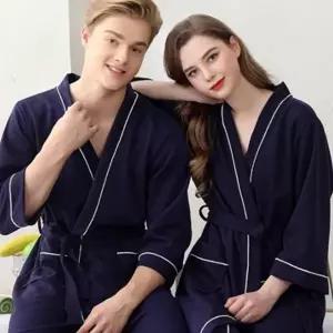 수면가운 와플 목욕 로브 커플 호텔식 홈웨어